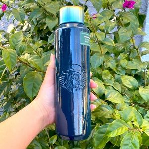 🌈Starbucks💙 Core Collection Dark Blue Teal Recycled Glass Water Bottle
